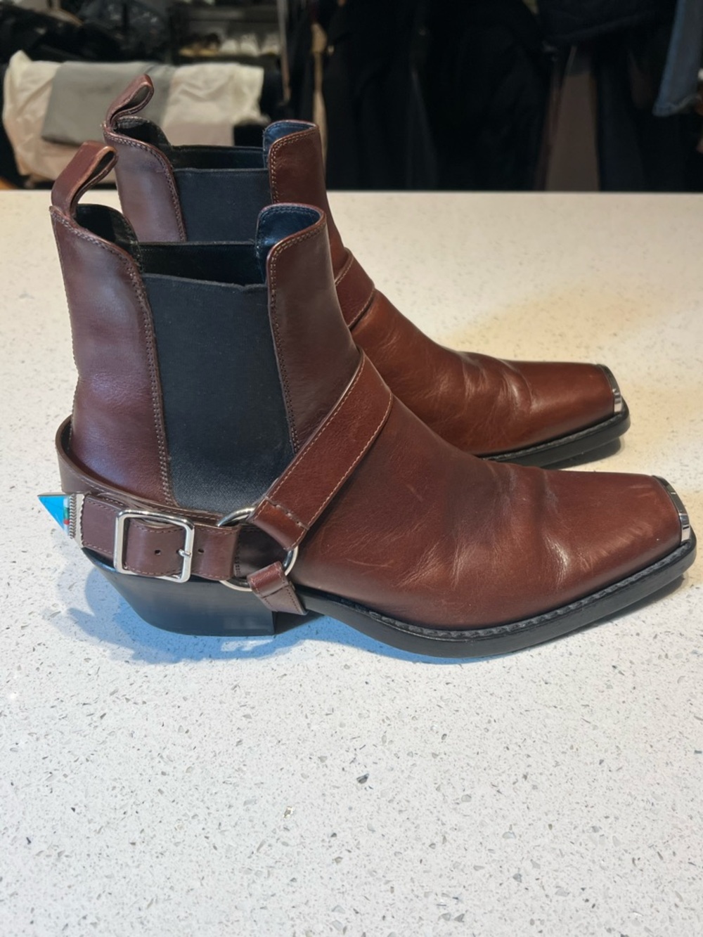 Calvin Klein 205W39NYC brown leather harness boots RARE